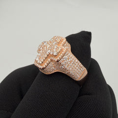 Moissanite Mosaic Set Rose Cross Ring Size 10