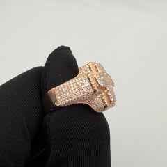 Moissanite Mosaic Set Rose Cross Ring Size 10