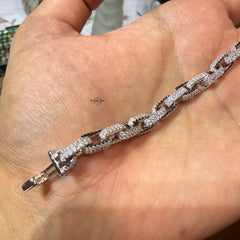 Moissanite Iced Link Bracelet - 7mm 8"