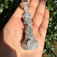 Moissanite Chess King Iced Out Pendant 15.9CT VVS Diamond Tester Pass Solid 925 Sterling Silver Hip Hop Necklace Baguette Rapper Chain