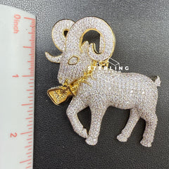 Goat Ram Money Bag Iced Out Bling Pendant