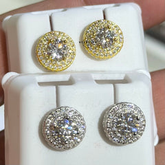 Moissanite Halo Solitaire Stud Earrings 6mm Screwback