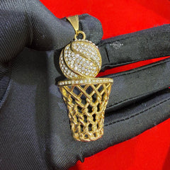 Basketball Hoop Gold Tone Stainless Steel Pendant