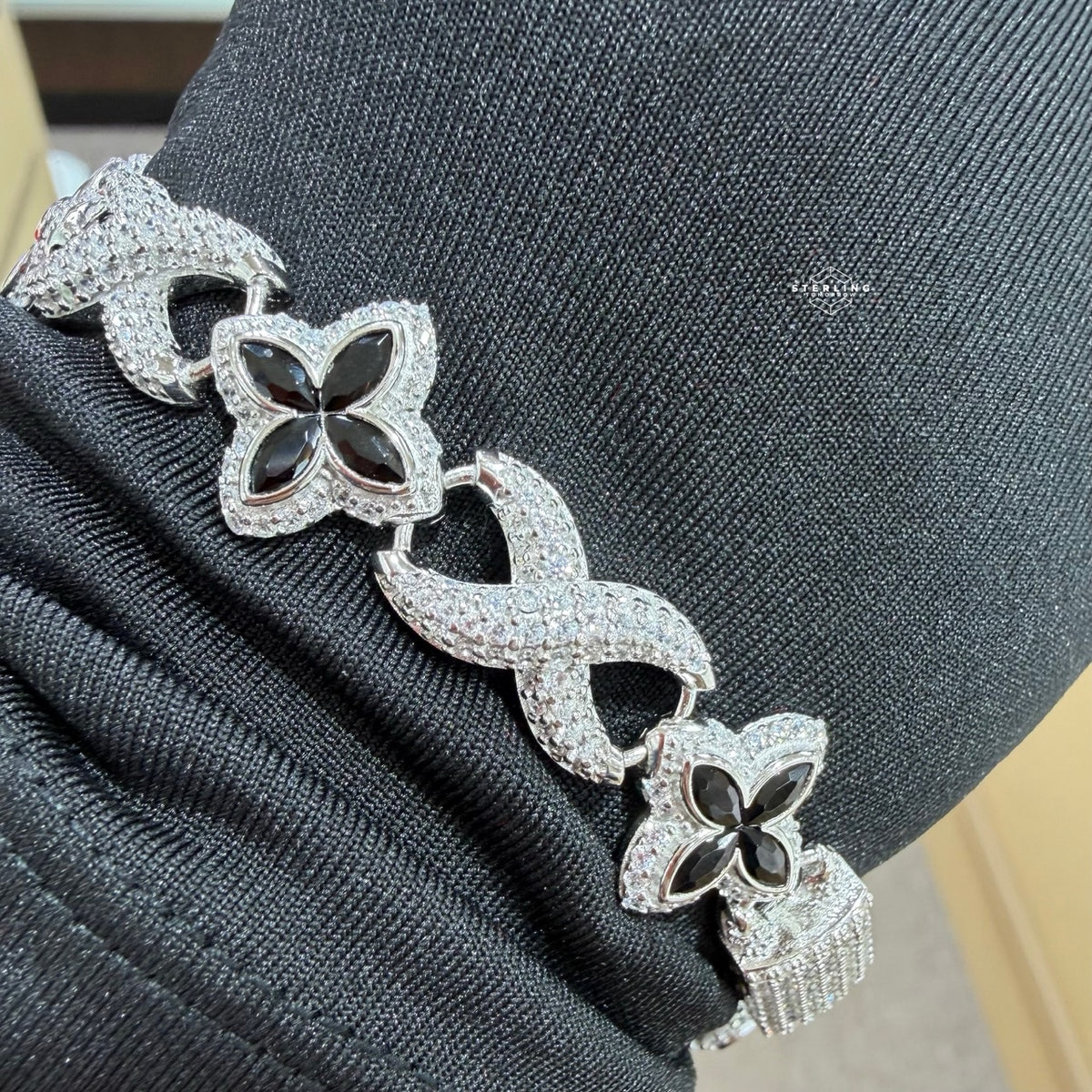 Marquis Star Infinity Bracelet - Black - 925 Sterling Silver