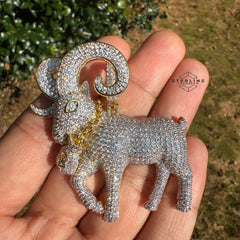 Goat Ram Money Bag Iced Out Bling Pendant