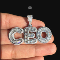 Moissanite CEO Baguette Pendant w/Rope Chain