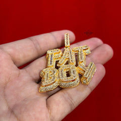 Fatboy Iced 14k Gold Plated Pendant + Steel Rope Chain