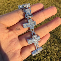 Cross Infinity 925 Sterling Silver CZ 20mm 8" Bracelet