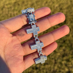 Cross Infinity 925 Sterling Silver CZ 20mm 8" Bracelet