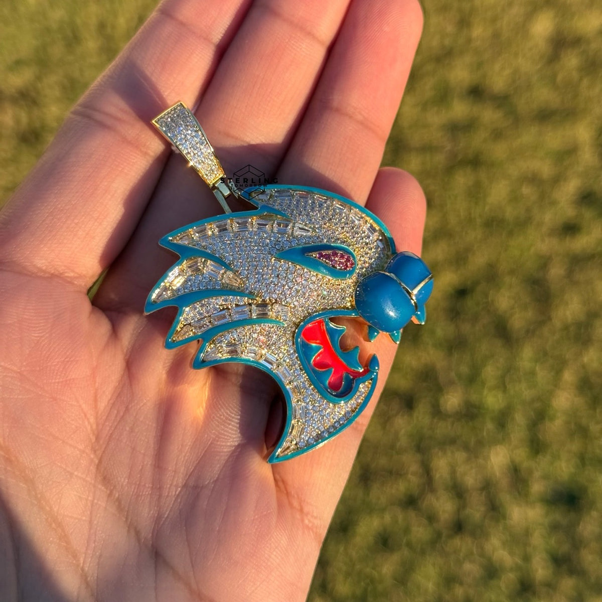 Dragon Cat Iced Enamel 14k Gold Plated Pendant