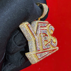 YES 14k Gold Plated Iced Pendant