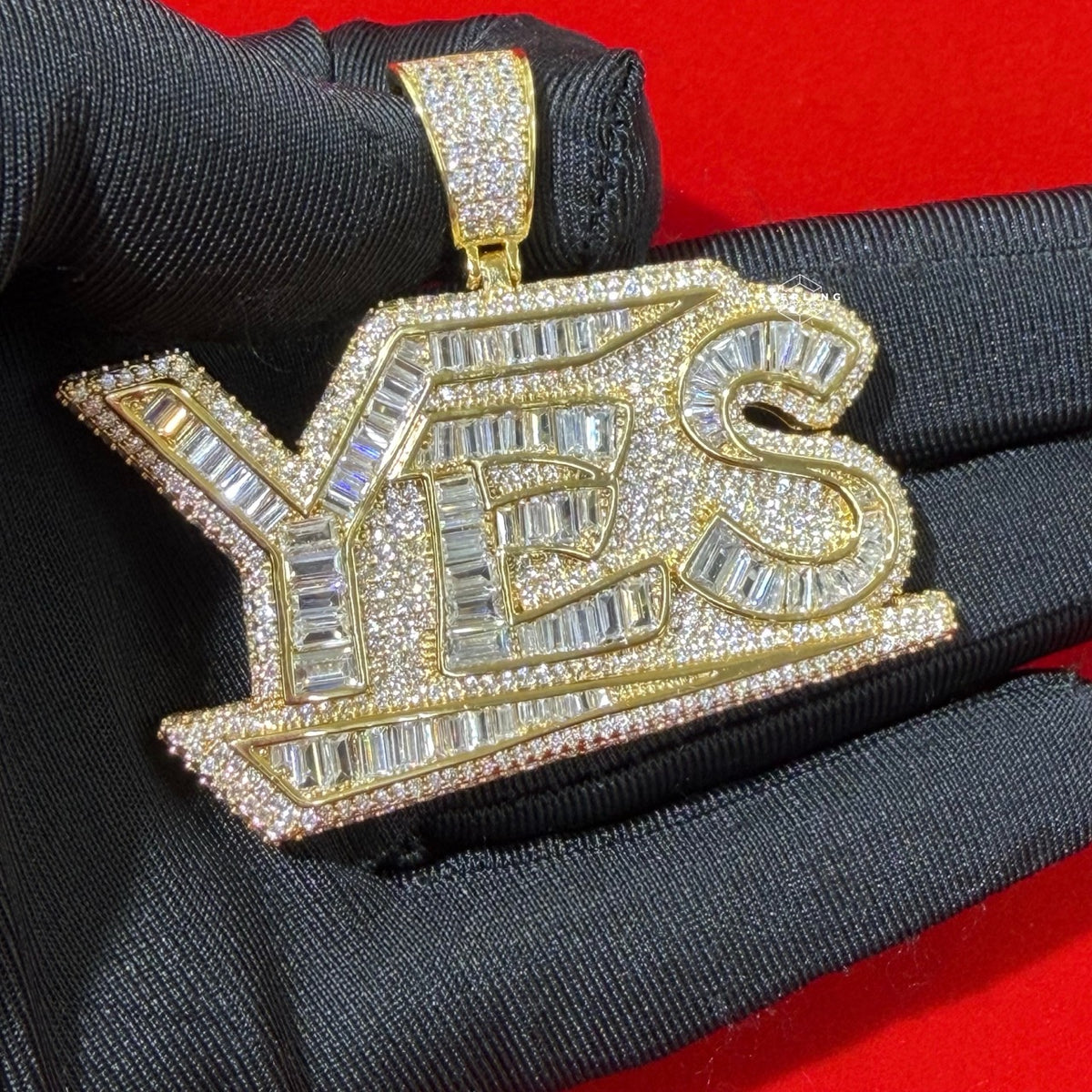 YES 14k Gold Plated Iced Pendant
