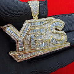 YES 14k Gold Plated Iced Pendant