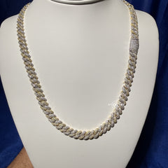 8mm Gold Two-Tone Moissanite Cuban Chain - 925 Sterling Silver