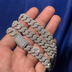 12mm 3D Moissanite Miami Cuban Prong Chain