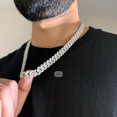 12mm 3D Moissanite Miami Cuban Prong Chain