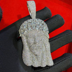 14k White Gold Plated MultiCut Large Jesus Pendant
