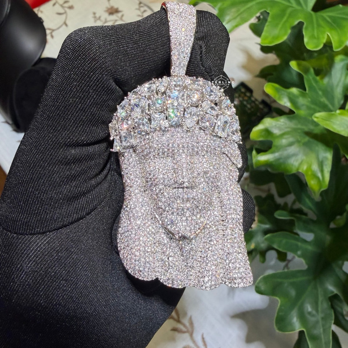 14k White Gold Plated MultiCut Large Jesus Pendant
