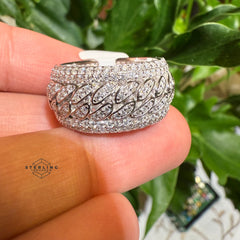 Moissanite Cuban Iced Out Ring
