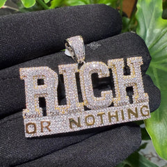 Rich or Nothing Iced Hip Hop Pendant