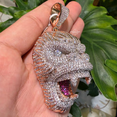 Gorilla 14k Rose Gold Finish Iced Out Pendant