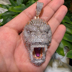 Gorilla 14k Rose Gold Finish Iced Out Pendant