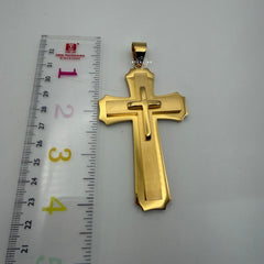 Large Gold Steel 3D Cross Pendant