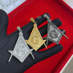 Large Steel Masonic Free Mason Pendant