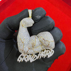 Grind Hard 14k Gold Plated Iced Pendant