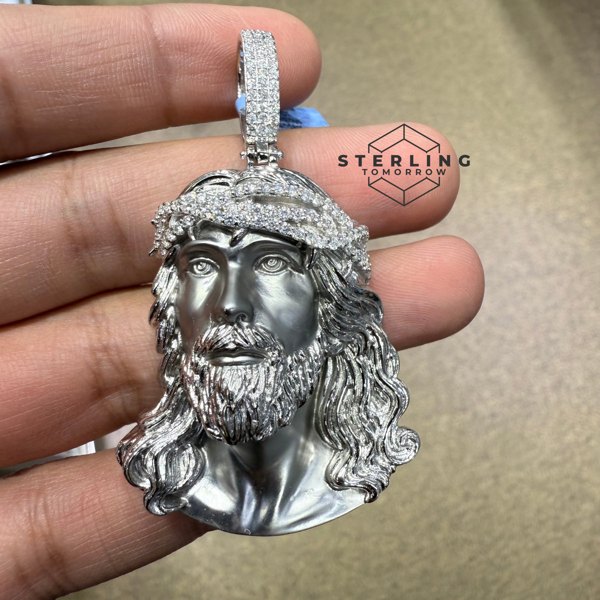 Moissanite Jesus Pendant 2.5"