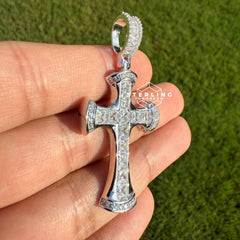Princess Cut 925 Silver Iced Out CZ Pendant