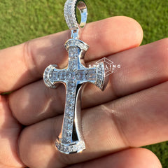 Princess Cut 925 Silver Iced Out CZ Pendant