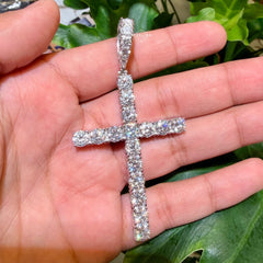 Moissanite 3" Tennis Cross Pendant