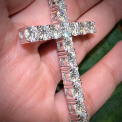 Moissanite 3" Tennis Cross Pendant