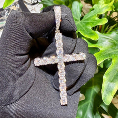Moissanite 3" Tennis Cross Pendant