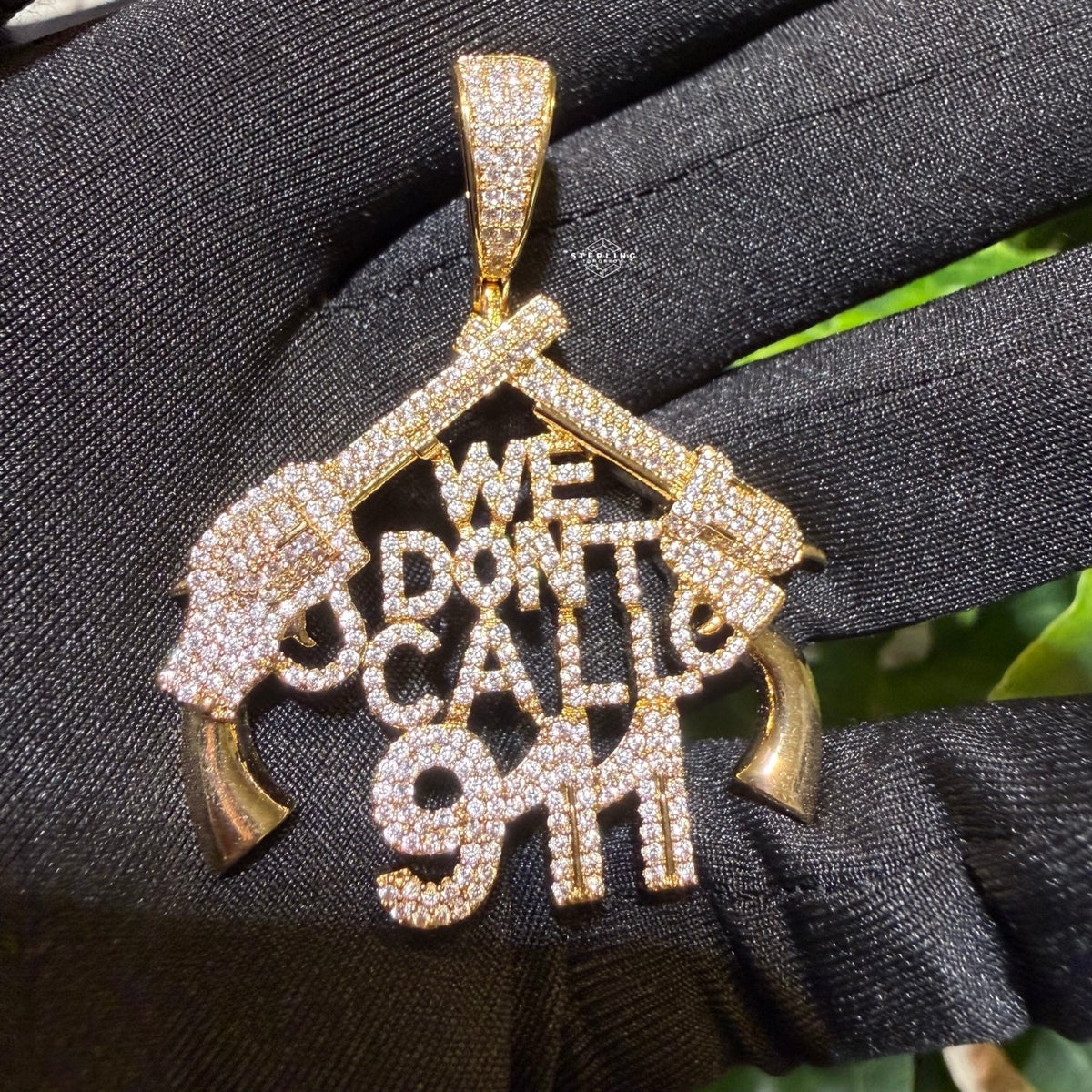 We Don't Call 911 Iced Hip Hop Statement Pendant