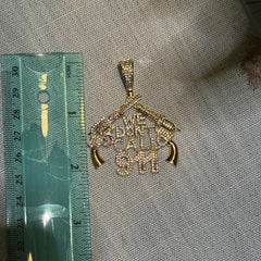 We Don't Call 911 Iced Hip Hop Statement Pendant