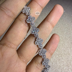 925 Sterling Silver Mens Cross Bracelet 12mm 8" CZ