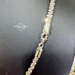 Popcorn Chain Necklace Diamond Cut - 925 Silver - 5mm 20"