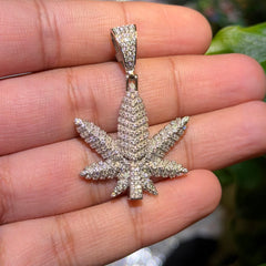 Marijuana Leaf Moissanite 2" Pendant