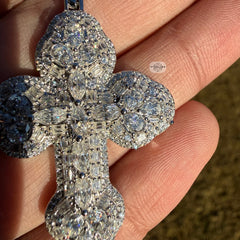Moissanite Multi Stone Cross Pendant + Rope Chain