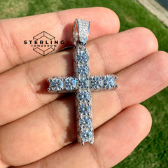 Moissanite Fully Iced Tennis Cross Pendant
