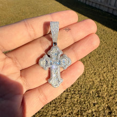 Moissanite Gothic Baguette Cross Pendant