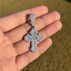 Moissanite Gothic Baguette Cross Pendant