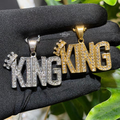 King Stainless Steel Iced Pendant