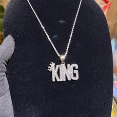 King Stainless Steel Iced Pendant