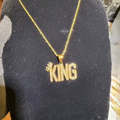 King Stainless Steel Iced Pendant