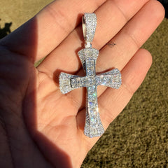 Moissanite MultiCut Cross Pendant + Rope Chain