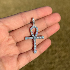 Moissanite Ankh Pendant - 925 Sterling Silver