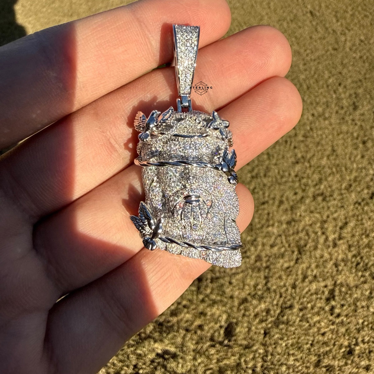 Moissanite Jesus Head Thorns Pendant